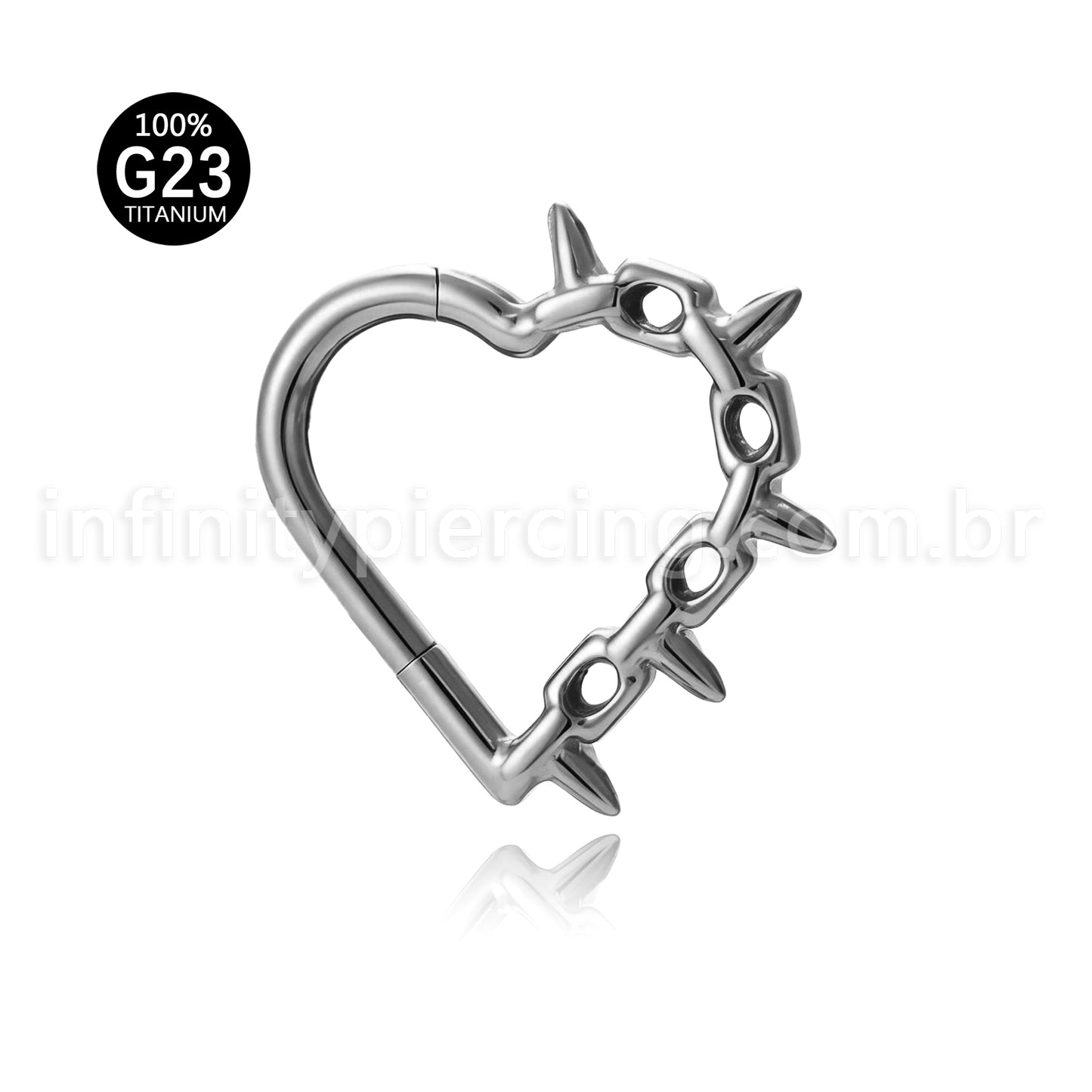 Piercing Argola Coração Titânio Com Detalhes