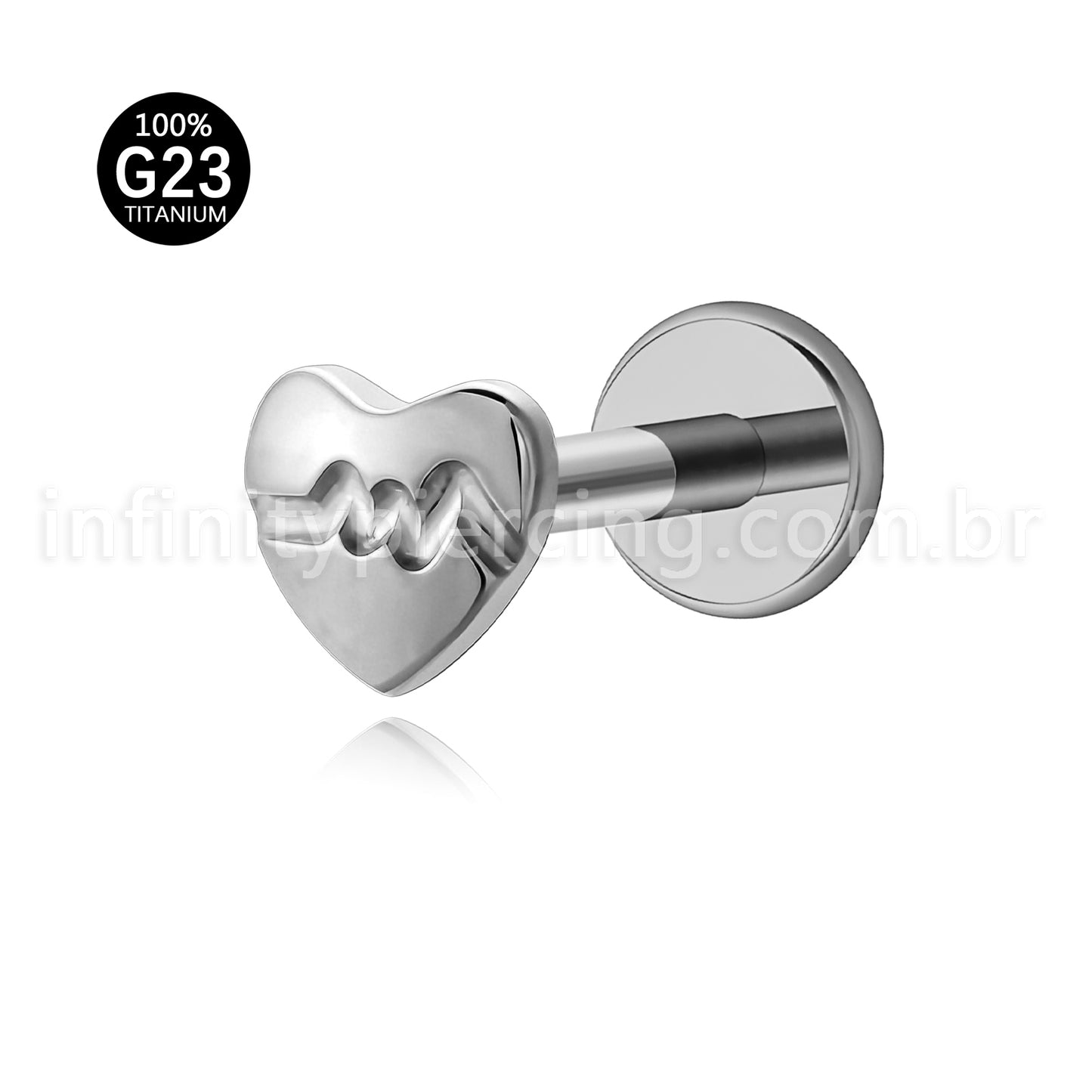 Piercing Labret Titânio Coração
