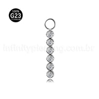 Pingente Para Piercing Titânio Barra Zircônia Cravejada