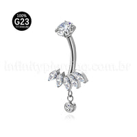 Piercing Banana Titânio Zircônia Cravejada Com Pingente