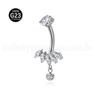 Piercing Banana Titânio Zircônia Cravejada Com Pingente