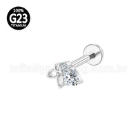 Piercing Labret Titânio Coração Zircônia Cravejada E Borboleta