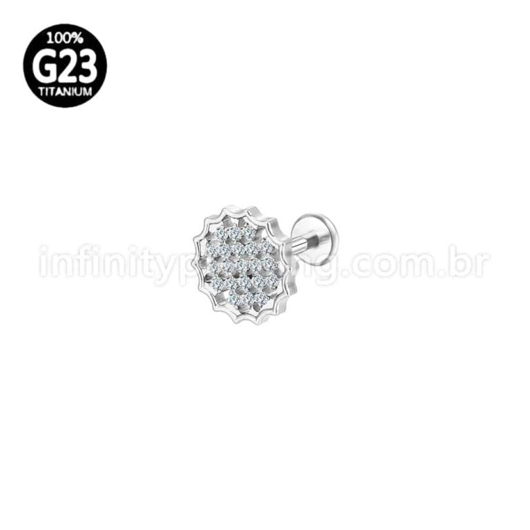 Piercing Labret Titânio Redondo Com Zircônia