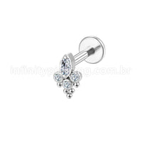 Piercing Labret Aço Cirúrgico Indiano  Zircônia Cravada
