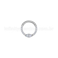 Piercing Argola Aço Cirúrgico Segmento Articulado Zircônia Cravejada
