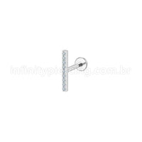 Piercing Labret Aço Cirúrgico Barra 12mm Zircônia Cravejada