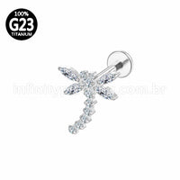 Piercing Labret Titânio Libélula  Zircônia Cravejada