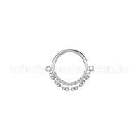 Piercing Argola Aço Cirúrgico Segmento Articulado Zircônia Lateral Corrente