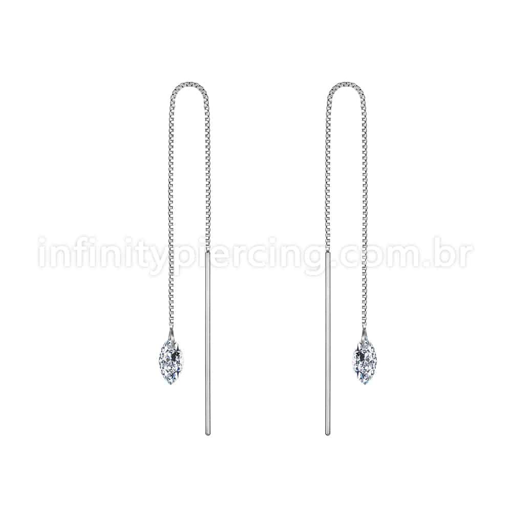 Piercing Palitinho Corrente Aço Cirúrgico Zircônia Oval