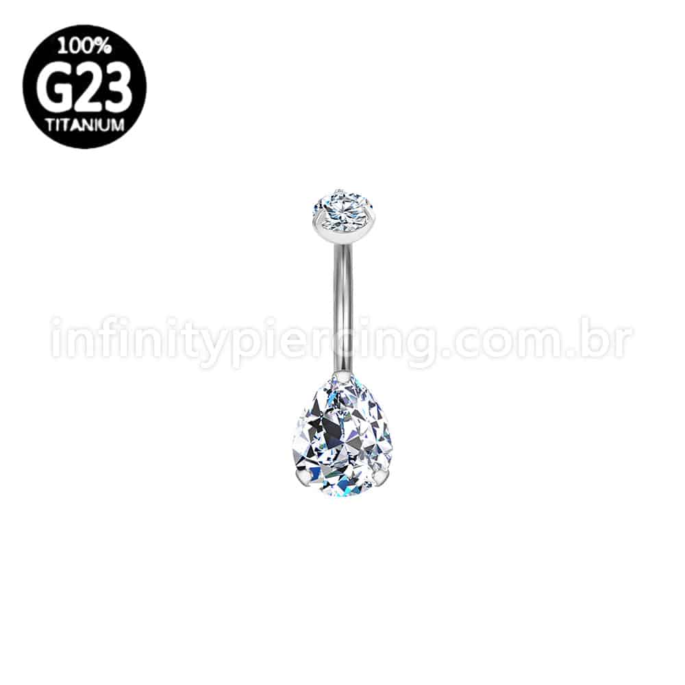 Piercing Banana Titânio Gota 2 Zircônias