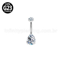 Piercing Banana Titânio Gota 2 Zircônias