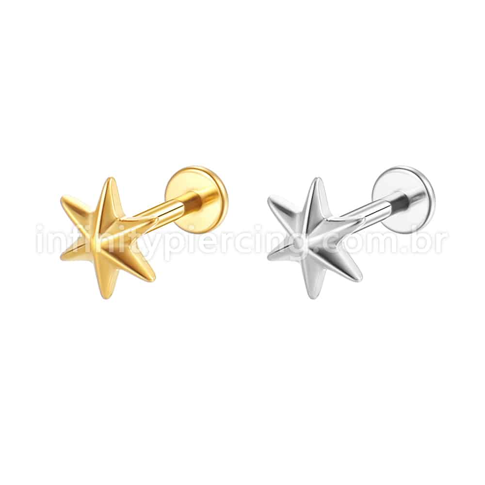 Piercing Labret Aço Cirúrgico Estrela