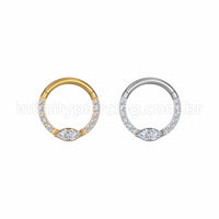 Piercing Argola Aço Cirúrgico Segmento Articulado Zircônia Cravejada