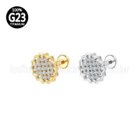 Piercing Labret Titânio Redondo Com Zircônia