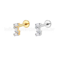 Piercing Labret Aço Cirúrgico Zircônia Retangular
