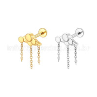 Piercing Labret Aço Cirúrgico Nuvem Com Mini Correntes