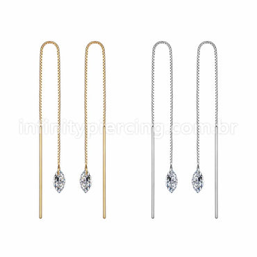 Piercing Palitinho Corrente Aço Cirúrgico Zircônia Oval