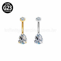Piercing Banana Titânio Gota 2 Zircônias