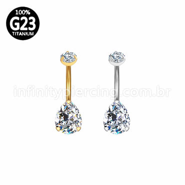 Piercing Banana Titânio Gota 2 Zircônias