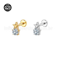 Piercing Labret Titânio Estrela Zircônia