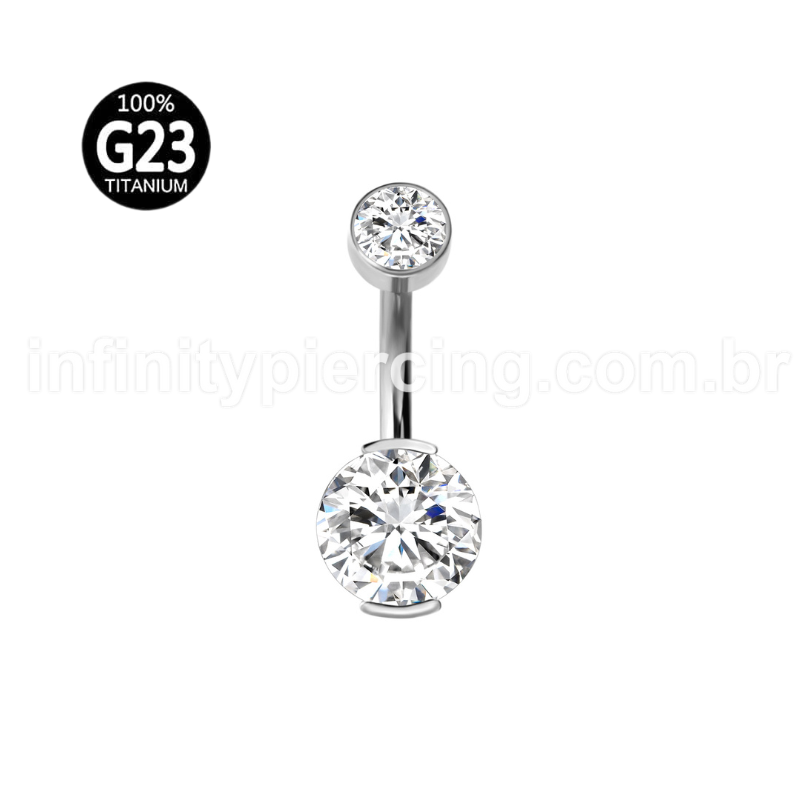 Piercing Banana Titânio 2 Zircônia Redonda