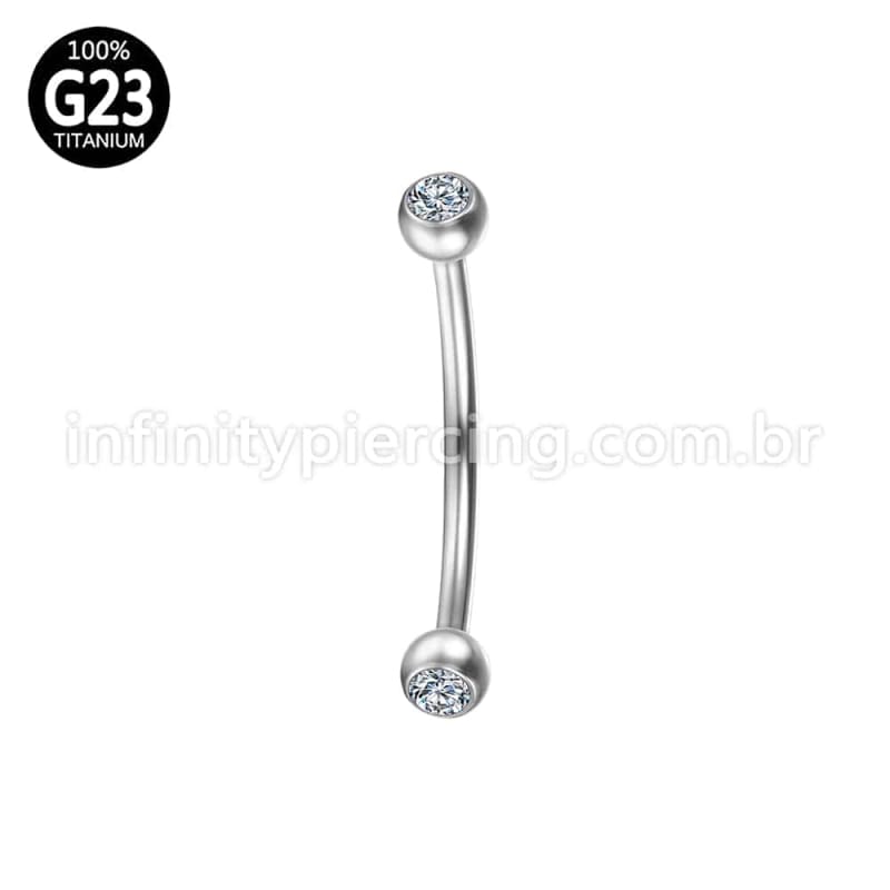 Piercing Minibarbell Curvo Titânio Com Zircônia