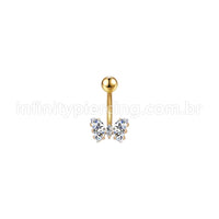 Piercing Aço Cirúrgico Banana Borboleta Zircônia Cravejada