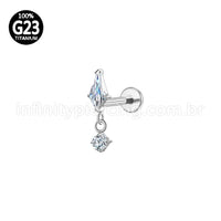 Piercing Labret Titânio Losango Com Pingente Zircônia