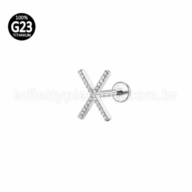 Piercing Labret Titânio X Zircônia Cravejada