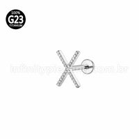 Piercing Labret Titânio X Zircônia Cravejada
