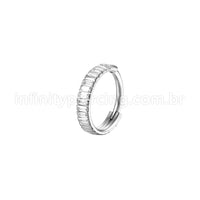 Piercing Argola Aço Cirúrgico Segmento Articulado Zircônias Retangulares