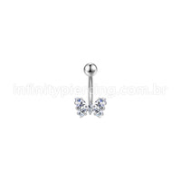 Piercing Aço Cirúrgico Banana Borboleta Zircônia Cravejada