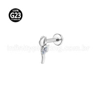 Piercing Labret Titânio Rosa Zircônia