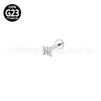Piercing Labret Titânio Estrela Zircônia