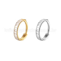 Piercing Argola Aço Cirúrgico Segmento Articulado Zircônias Retangulares