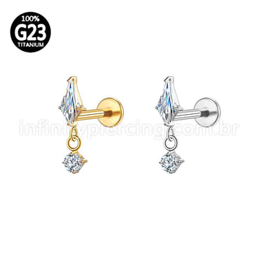 Piercing Labret Titânio Losango Com Pingente Zircônia