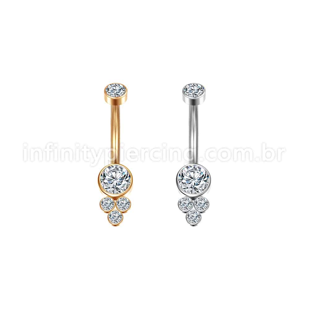 Piercing Banana Aço Cirúrgico Indiano Zircônia