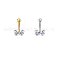 Piercing Aço Cirúrgico Banana Borboleta Zircônia Cravejada