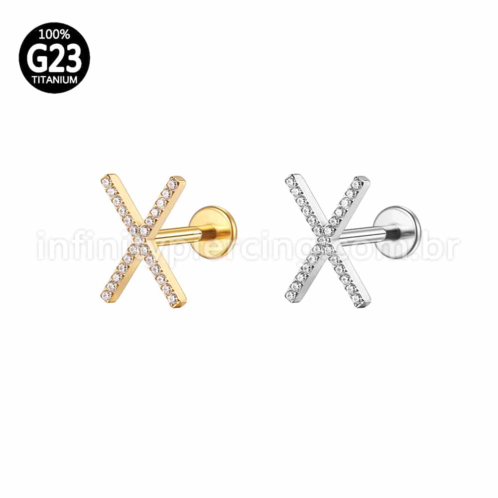 Piercing Labret Titânio X Zircônia Cravejada