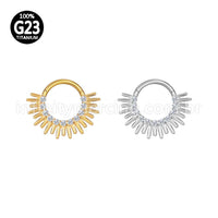 Piercing Argola Titânio Segmento Articulado Detalhado Zircônias Cravejadas
