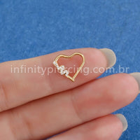 Piercing Coração Titânio Segmento Articulado Cobra Zircônia Cravejada