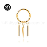 Piercing Argola Titânio Segmento Articulado Com Pingentes