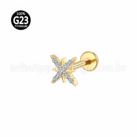 Piercing Labret Titânio Floco De Neve Zircônia