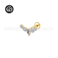 Piercing Labret Titânio Cluster 5 Zircônias