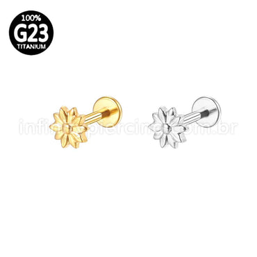 Piercing Labret Titânio Flor Girassol