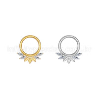 Piercing Argola Aço Cirúrgico Segmento Articulado 4 Pedras Zircônia Cravejada