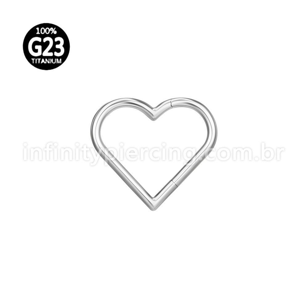 Piercing Coração Liso Titânio Segmento Articulado