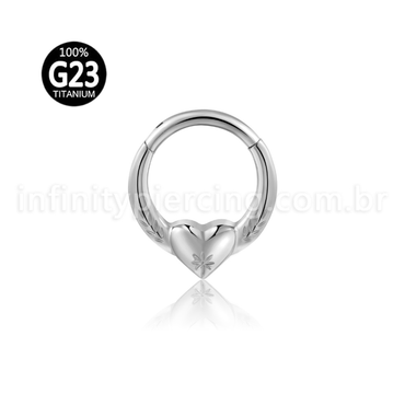 Piercing Argola Titânio Segmento Articulado Coração Com Detalhes