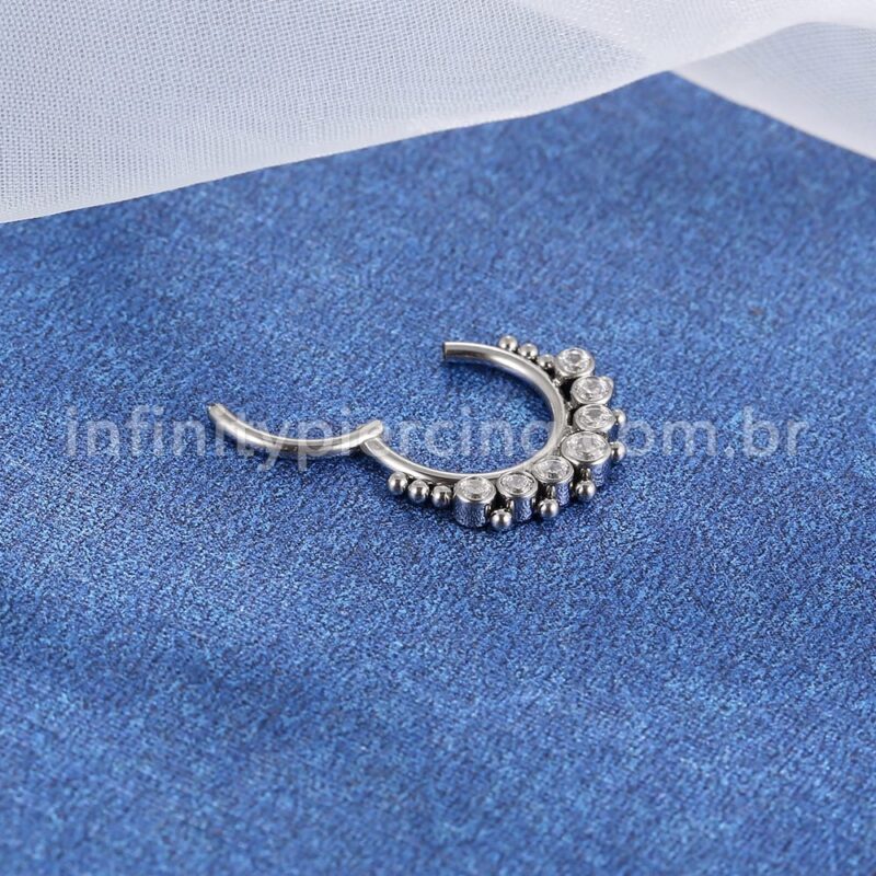 Piercing Argola Titânio Segmento Articulado Indiano Zircônia