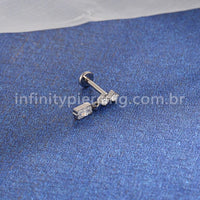 Piercing Labret Titânio Zircônia Cravejada Com Pingente Quadrado